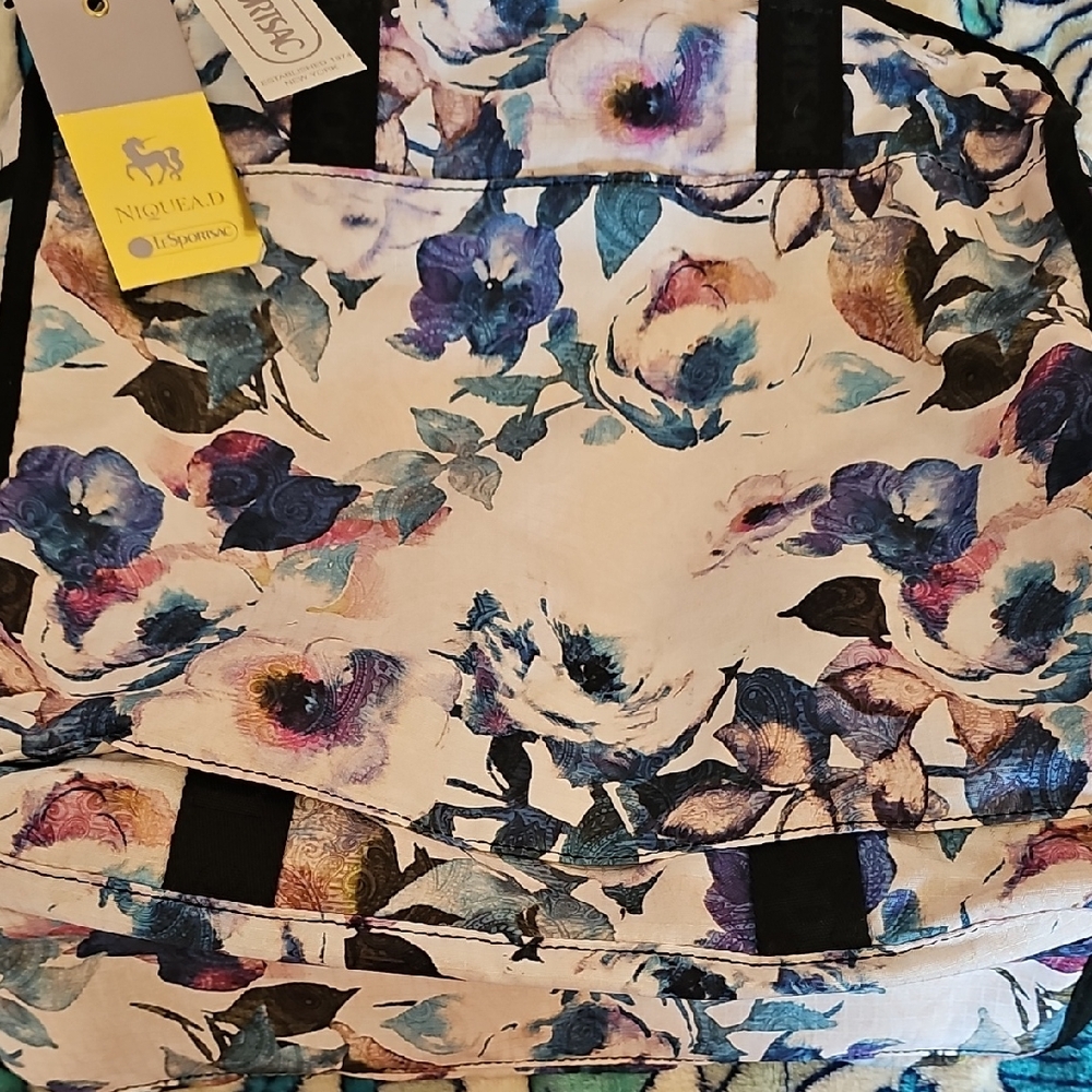 Lesportsac Floral Tote Bag - Blue, Purple, Cream. Niquea.D Collab